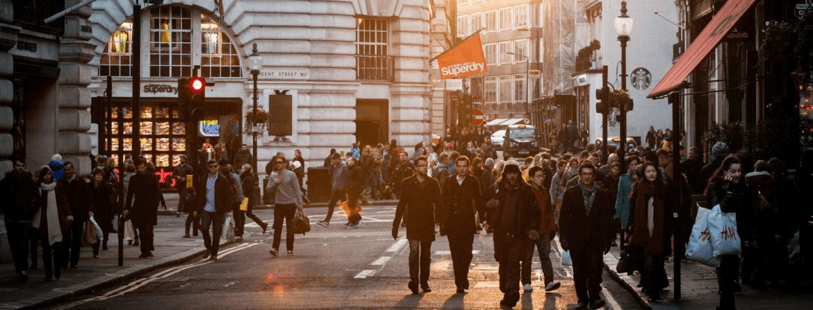 Busy street crowd